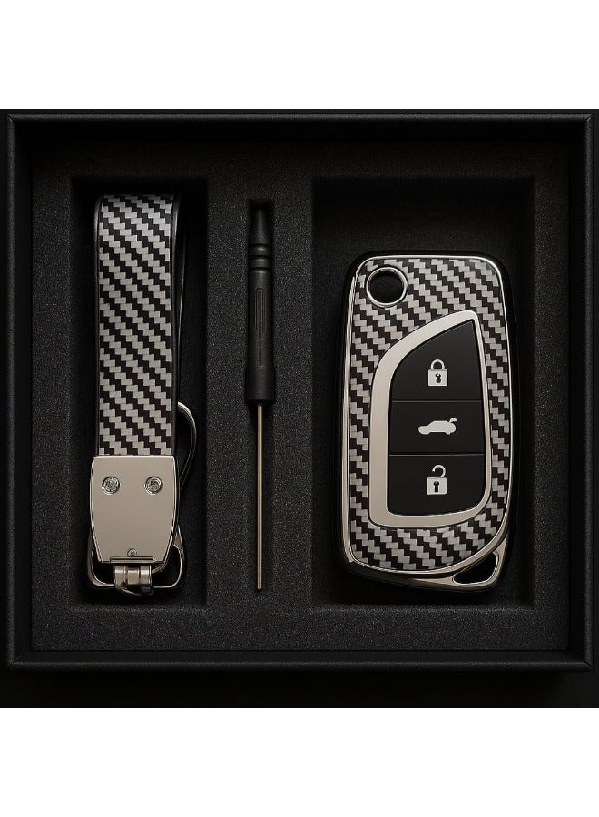 CGS Toyota TAT-CJ3 Carbon Fiber Keychain and Remote Case with Logo