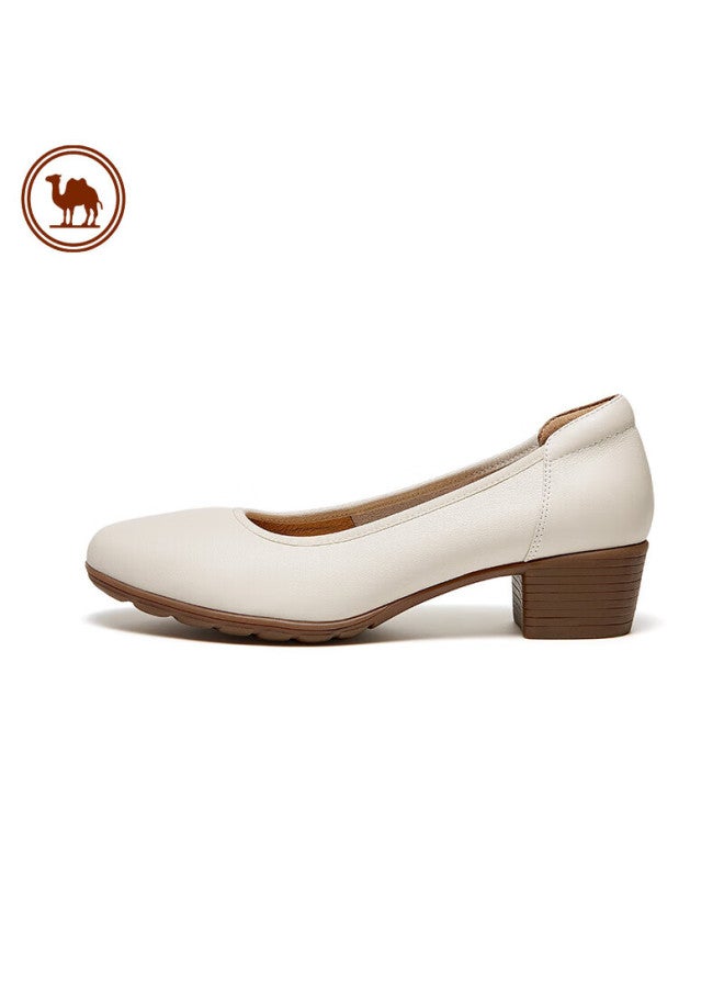 CAMELJEANS Camel Comfort أحذية عمل نسائية أحذية زفاف مضخات ماري جين كعب مكتنذ حذاء فردي P23s155021 بيج المقاس 39 - Image 3