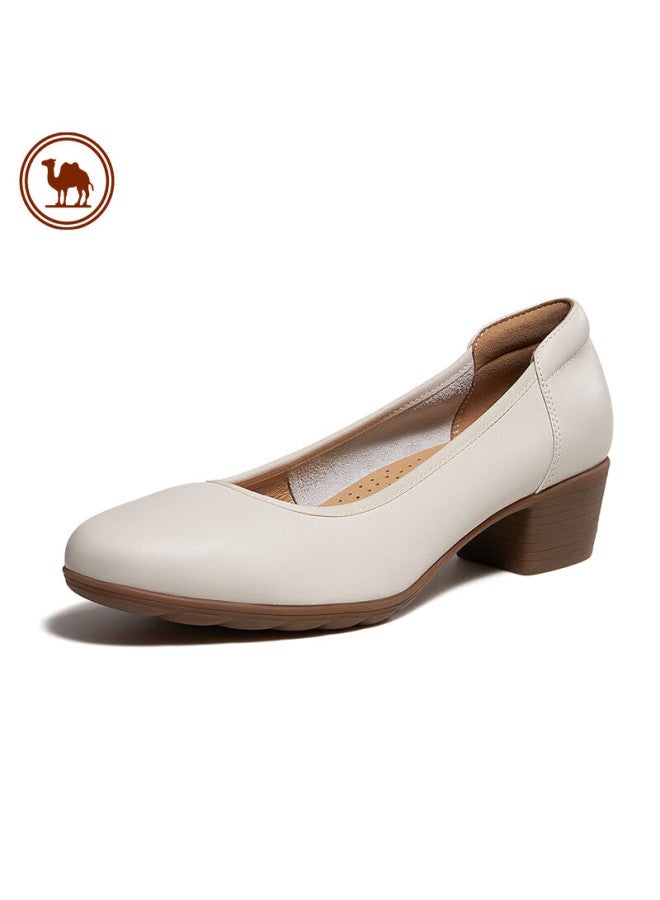 CAMELJEANS Camel Comfort أحذية عمل نسائية أحذية زفاف مضخات ماري جين كعب مكتنذ حذاء فردي P23s155021 بيج المقاس 39 - Image 2