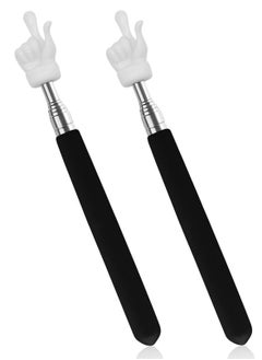 2PCS Telescopic Teachers Pointer Extendable Hand Pointer Finger Pointer Stick Mini Retractable Classroom Pointer for Elementary School Kindergarten Teacher Classroom Supplies Black
