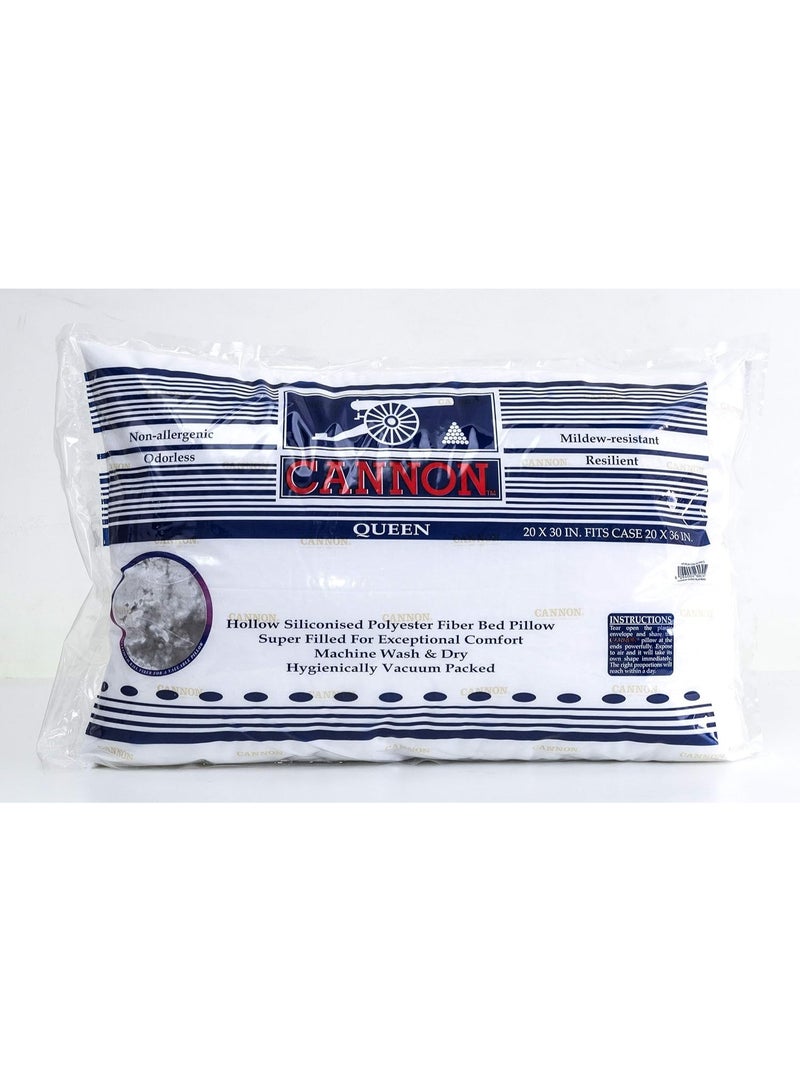 Cannon Pressed Queen Pillow, 20 x 30 Inch, Non-Allergenic Odorless Fiber Fill, Pack of 2 - Image 5