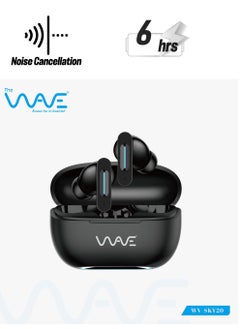 Wave ENC Wireless Earphones with RGB Lights – 6 Hours Music Time, 5 Hours Talk Time, Noise Reduction Mic - Black  - Image 1