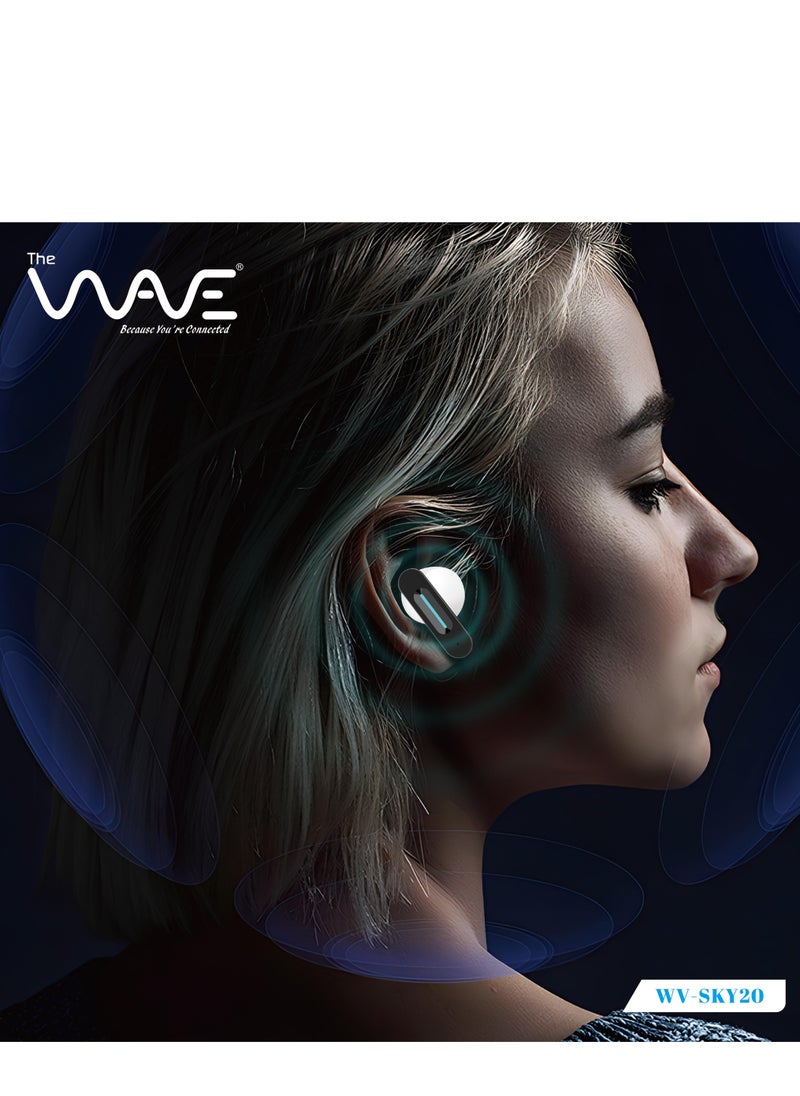 Wave - ENC Wireless Earphones with RGB Lights – 6 Hours Music Time, 5 Hours Talk Time, Noise Reduction Mic - Black - Image 1