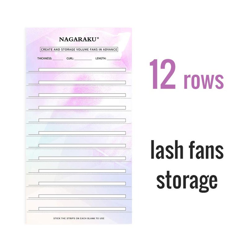 NAGARAKU Eyelash Extension Storage Card Premade Fans Volume Lash Storage 2mm Sticky Strip False Eyelashes Paper Card (20 Sheets with 1 Roll Tape) - Image 2