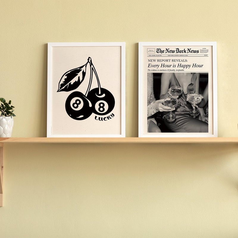 JXREQ Trendy Retro Black Y2K Wall Art Room Decor Prints Set of 4, Black Lucky 8Ball Posters Prints Wall Decor for Home College Girls Room, Do It for the Plot, 8x10 Inch Unframed - Image 5