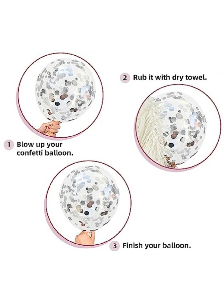Boxwoods Purple Pink Silver Chrome With Confetti Helium Quality Balloons For Birthday Anniversary And Bridal Shower Party Decoration - Image 3