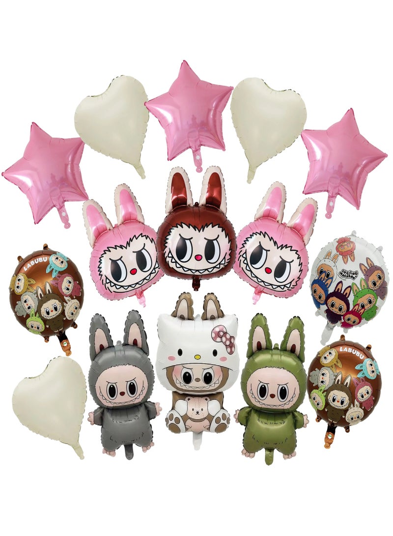 15 PCS Of The Monster Theme Foil Balloons Birthday Party Decoration For La Bubu Lovers