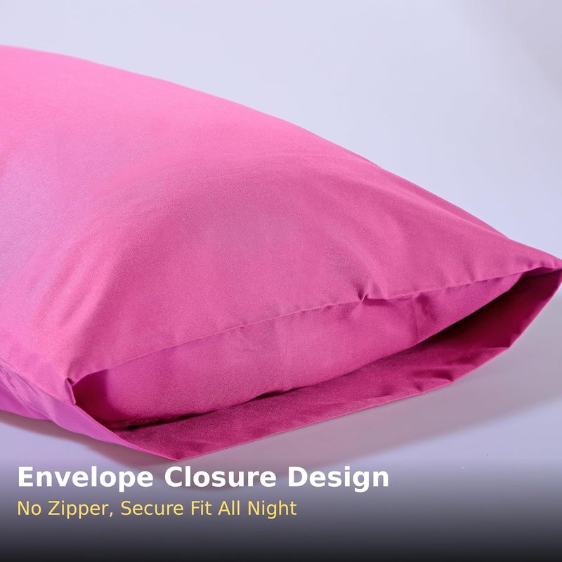 Ultra Soft Brushed Microfiber Standard Size 20"x30" Pillowcases Pair Set of 2 with Envelope Closure (20"x30" Standard, Fuchisa Red) - Image 4