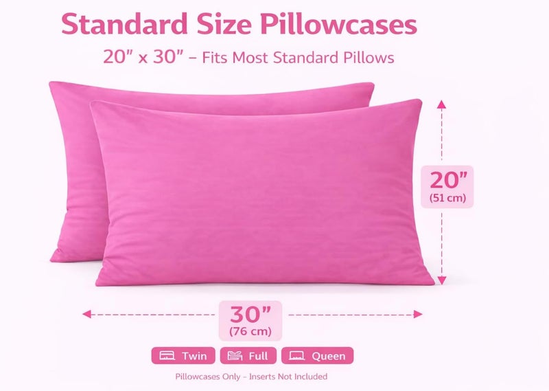 Ultra Soft Brushed Microfiber Standard Size 20"x30" Pillowcases Pair Set of 2 with Envelope Closure (20"x30" Standard, Fuchisa Red) - Image 3