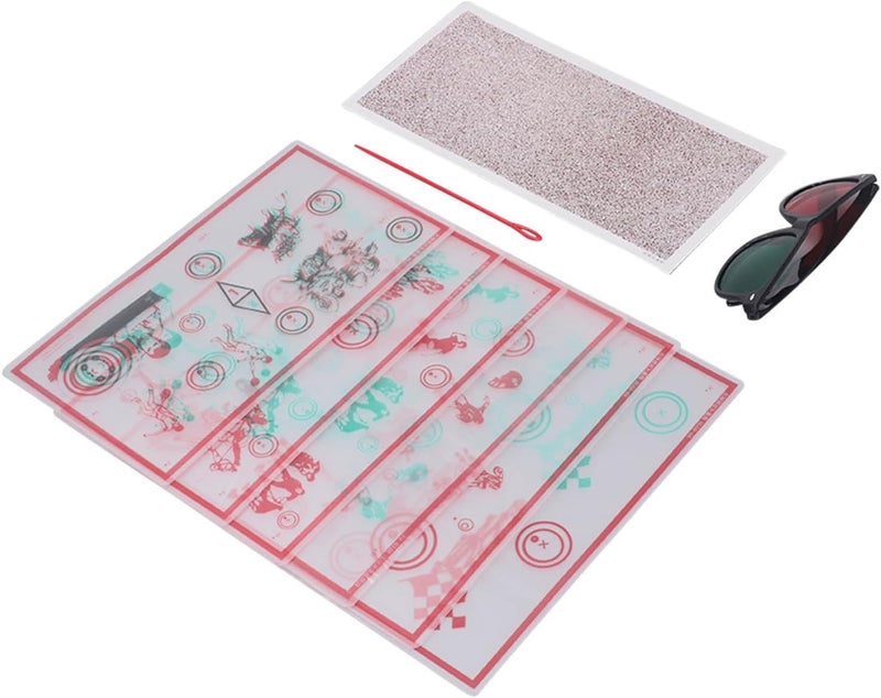 klarako Red Green Fixed Tranaglyph with Glasses, Improve Stereopsis, Disinhibition Training, Low Vision Test Chart, Suitable for Exobliques, Stereoscopic Vision Disorders - Image 3