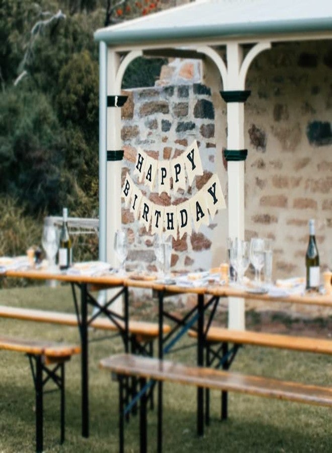 CROWNOS Burlap Happy Birthday Banner, Assembled Reusable Black Happy Birthday Sign for Rustic Birthday Party Decorations - Image 4