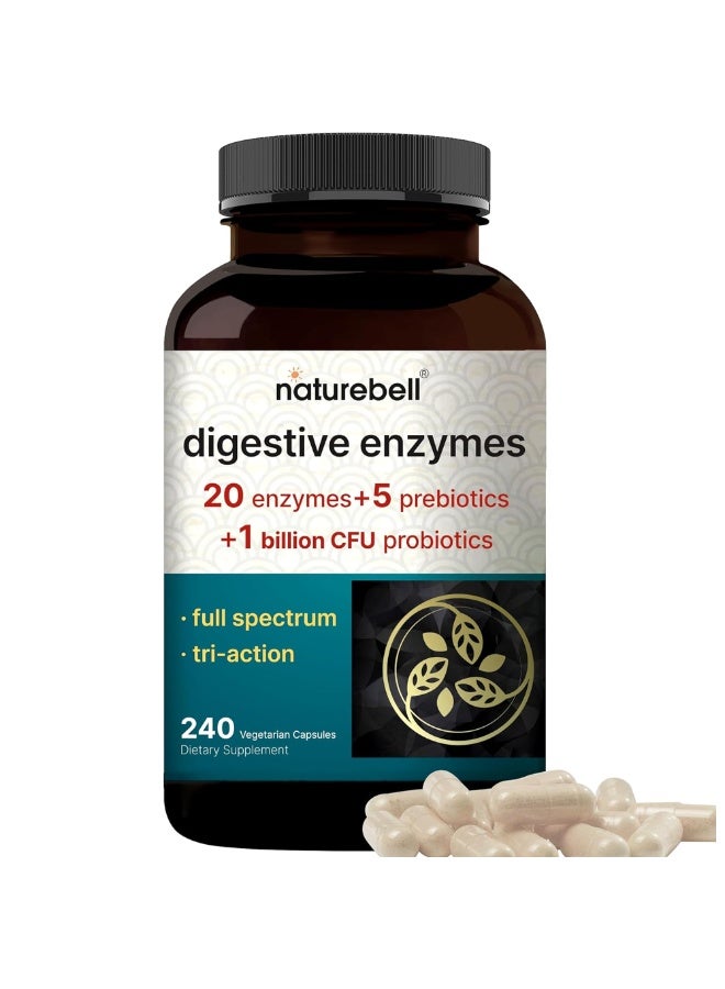 نايتشر بيل NatureBell Digestive Enzymes with Probiotics & Prebiotics – 240 Veggie Capsules - Image 1