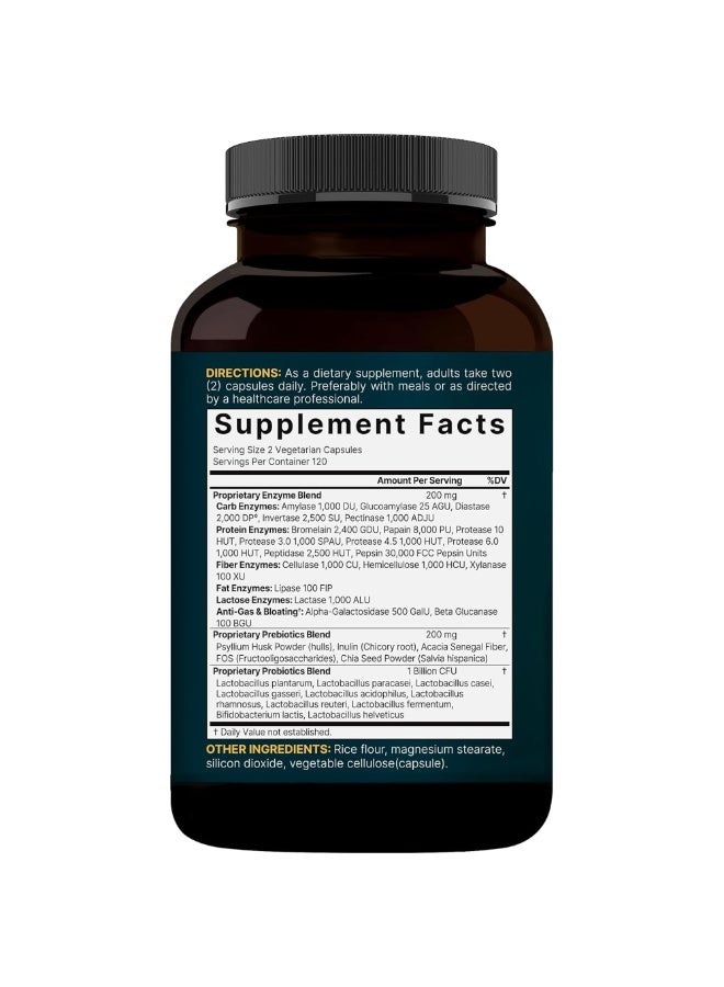 نايتشر بيل NatureBell Digestive Enzymes with Probiotics & Prebiotics – 240 Veggie Capsules - Image 2