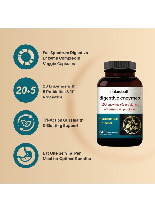 نايتشر بيل NatureBell Digestive Enzymes with Probiotics & Prebiotics – 240 Veggie Capsules - Image 5
