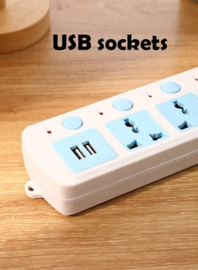 keke Multi-Purpose 5 Way Electrical Power Strip with 2 USB Ports and 4 Sockets, 2-Meter Extension Cord 3 Pin Plug - Image 3