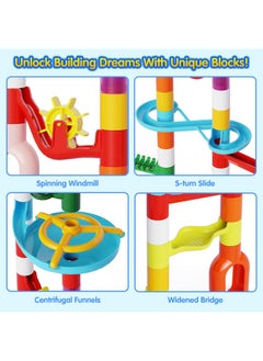 MaxTronic Marble Run Toy, 110pcs Marble Maze Kit STEM Educational Learning Toy for Kids, Mable Race Construction Railway Building Blocks with 60 Marbles Birthday Gift for Boys Girls 3 4 5 6 7 8 + Years Old  - Image 4