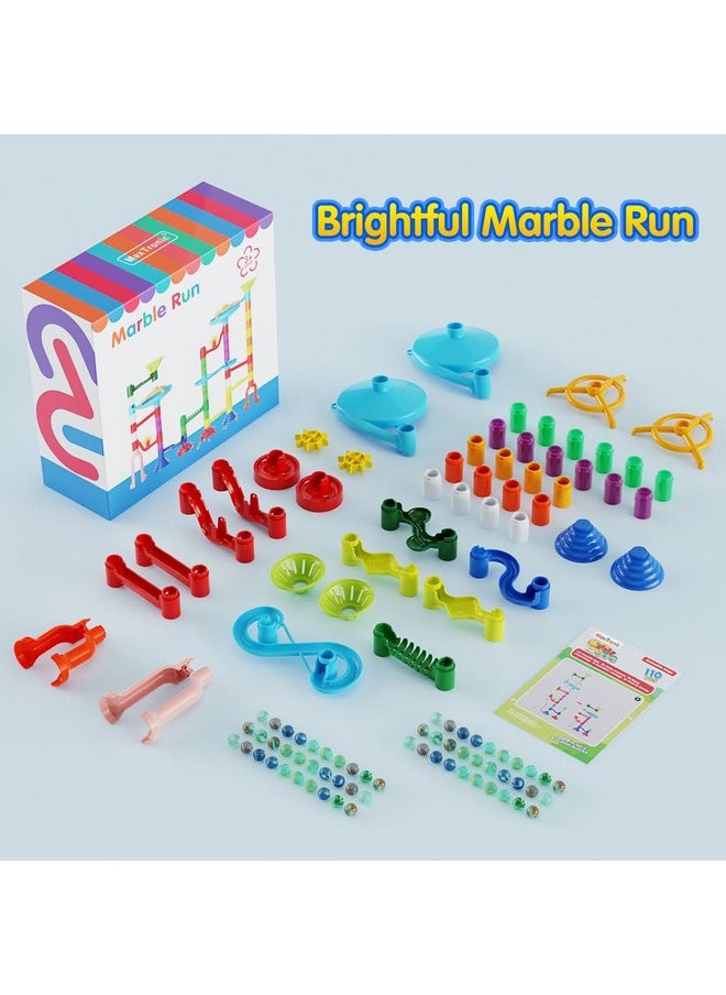 MaxTronic Marble Run Toy, 110pcs Marble Maze Kit STEM Educational Learning Toy for Kids, Mable Race Construction Railway Building Blocks with 60 Marbles Birthday Gift for Boys Girls 3 4 5 6 7 8 + Years Old  - Image 2