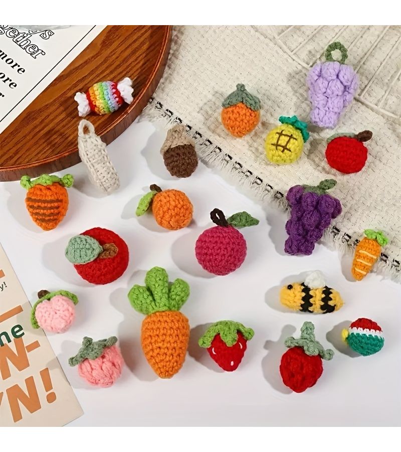 Hand Crocheted Pineapple Fruit Keychain Pendant Decor Photo Props Party Gift - Image 4