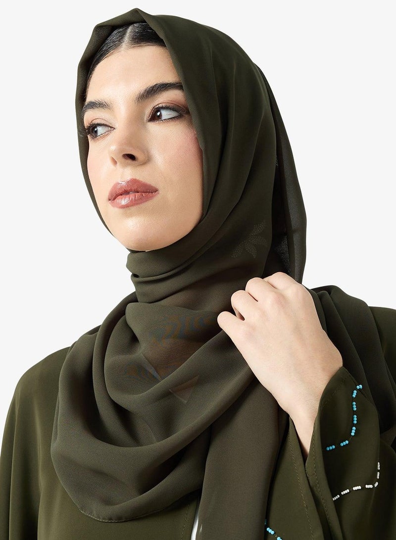 hayas closet Embroidered Abaya With Sheila - Image 3
