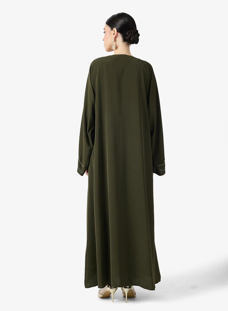 hayas closet Embroidered Abaya With Sheila - Image 5