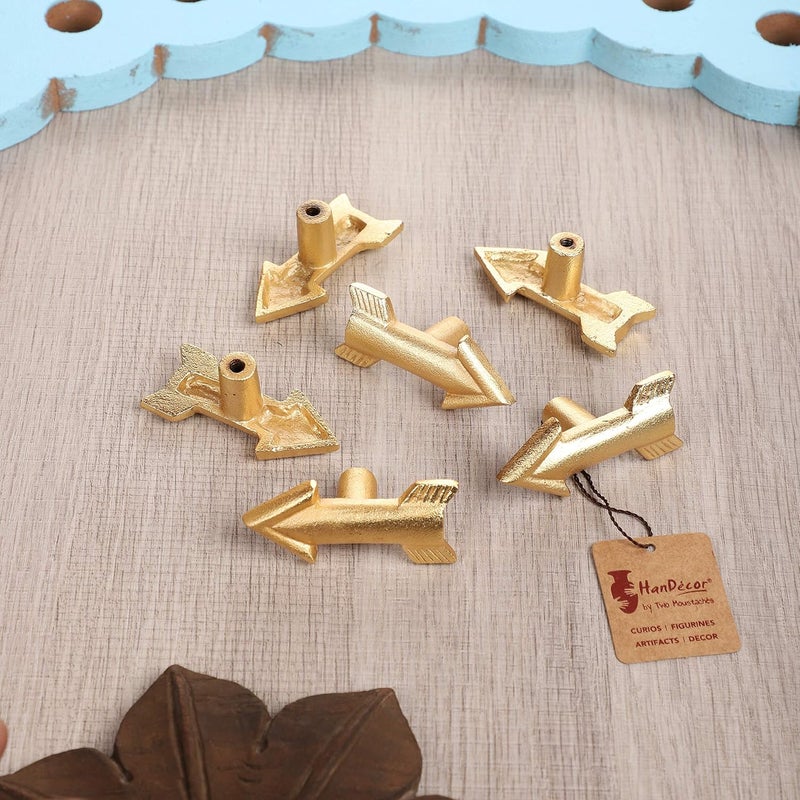 Two Moustaches Flying Arrow Design CabinetWardrobe Knobs Golden Pack of 6 - Image 1