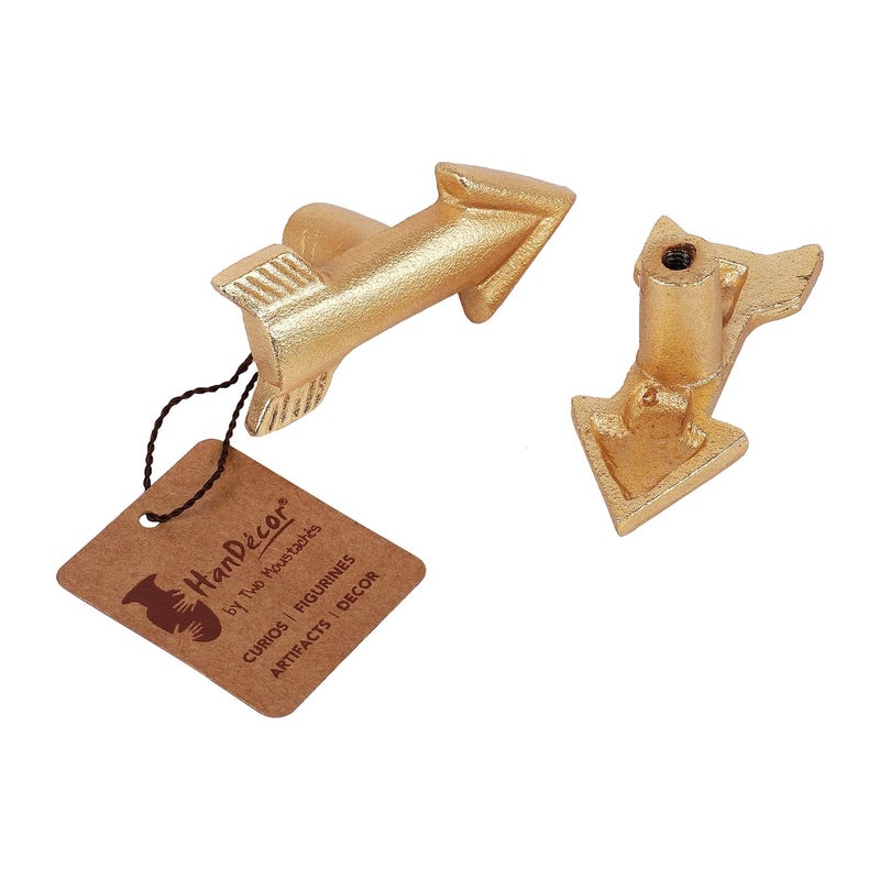 Two Moustaches Flying Arrow Design CabinetWardrobe Knobs Golden Pack of 6 - Image 3