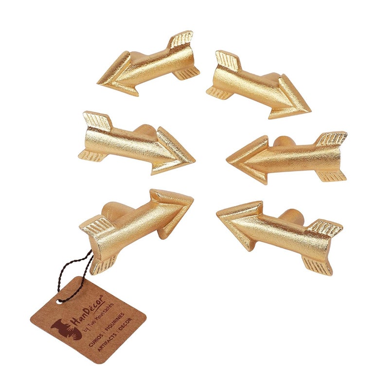 Two Moustaches Flying Arrow Design CabinetWardrobe Knobs Golden Pack of 6 - Image 4