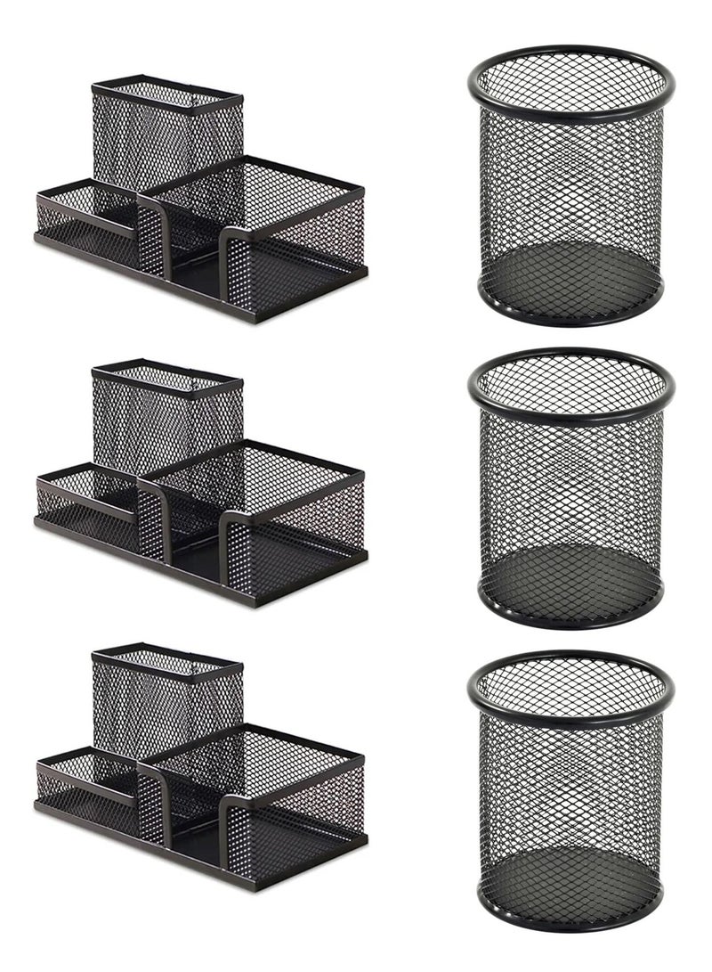 PARTNER مجموعة منظم مكتب وحامل أقلام مكونة من 6 قطع باللون الأسود - Image 1