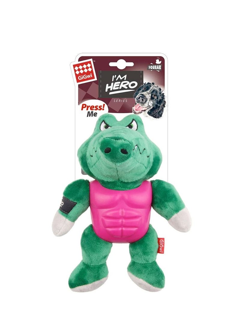 GIGWI - Hero Armor Alligator TPR Plush with Squeaker Dog Toy Multicolor - Image 1
