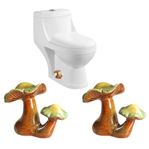 AKV Mushroom Toilet Bolt Caps Porcelain Toilet Bolt Covers Decorative,Fun Toilet Screw Cover Caps,2Pcs Ceramic Mushroom Toilet Screw Caps,Toilet Bowl Bolt Covers for Bathroom Decor,Easy to install (A) - Image 1