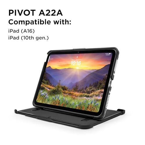 PIVOT A22A Rugged iPad Case – Fits iPad (A16), iPad (10th gen.) – Military-Grade Protection with Universal Mounting System & Kickstand - Aviation Pilot - Clear Body/Black Clip - Image 2
