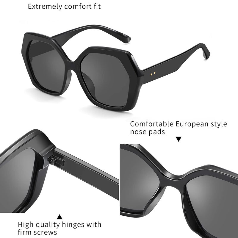 ZENOTTIC Retro Oversized Hexagonal Sunglasses for Women 100% UV400 Protection - Image 4