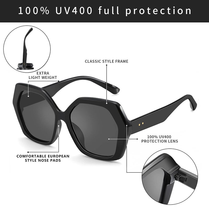 ZENOTTIC Retro Oversized Hexagonal Sunglasses for Women 100% UV400 Protection - Image 3