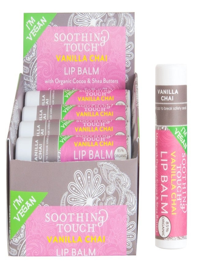 Soothing Touch Vanilla Chai Vegan Lip Balm, .25 oz (85% Organic (Case of 12