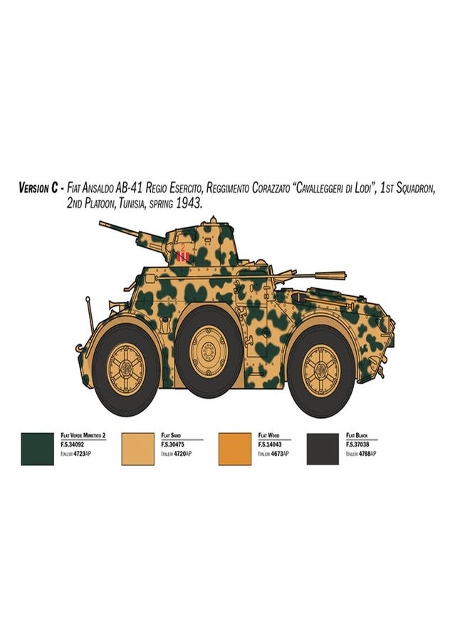 Italeri 6591 1:35 AB 41 with Bersaglieri Italian Infantry - Model Building Kit, Standing Model Making, Crafts, Hobby, Gluing, Plastic Kit, Detailed, Unpainted - Image 4