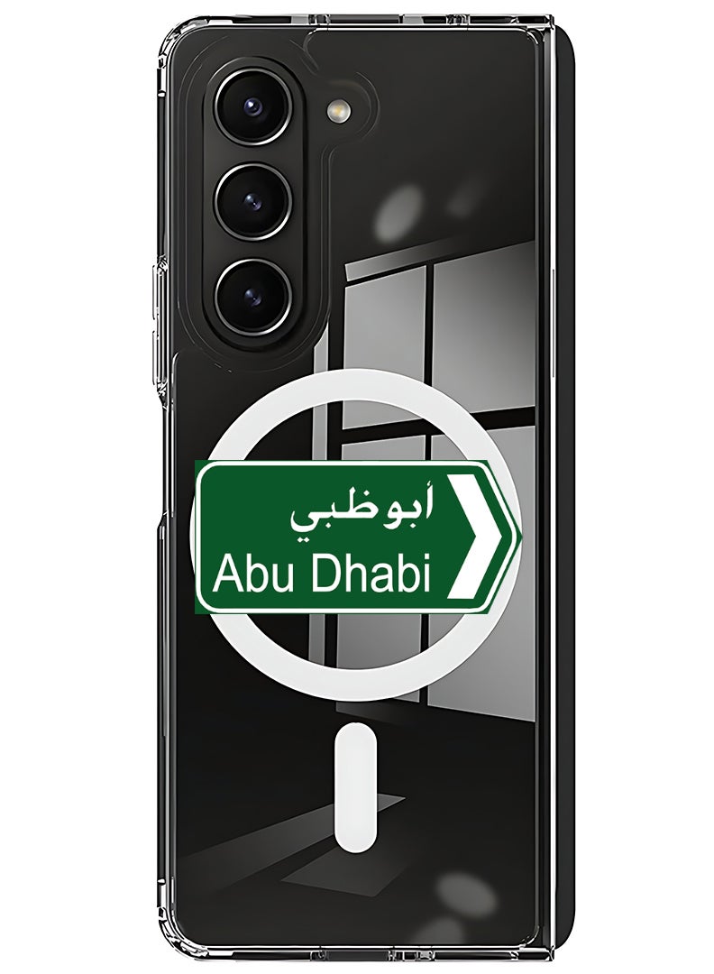 Theodor Magnetic Case for Samsung Galaxy Z Fold 5 Compatible with MagSafe Wireless Charging, Shockproof Phone Bumper Cover abudhabi sign board  - Image 1