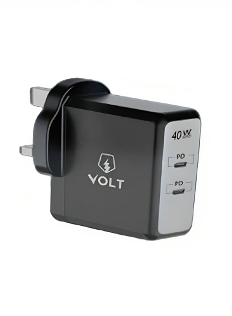 VOLT W40 wall charger, black color, VOLT brand