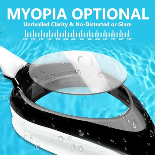Airoads Shortsighted Swim Goggles Leakproof Anti-Fog UV Protection Swimming Goggles Designed for Nearsighted Adults Women Men and Youth with 3 Adjustable Nose Bridges (Black & White, -2) - Image 2