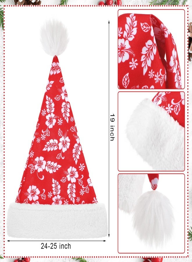Poen 2 Pcs Hawaiian Christmas Costume Accessories Set Santa Hat Hawaiian Leis for Tropical Christmas Outfits Hibiscus Decoration - Image 2