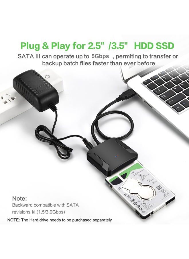 EYOOLD SATA to USB 3.0 Adapter, External Hard Drive Converter Cable for 2.5" 3.5" HDD, SSD with Power Supply - Image 4