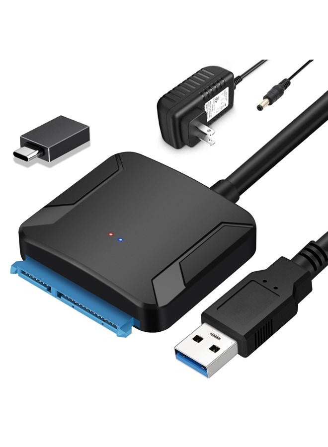 EYOOLD SATA to USB 3.0 Adapter, External Hard Drive Converter Cable for 2.5" 3.5" HDD, SSD with Power Supply - Image 1