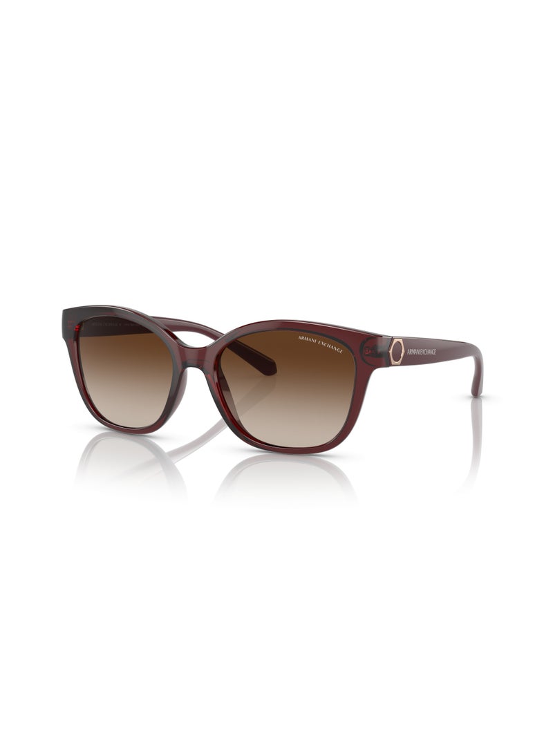 Armani Exchange AX4127S 824113 Women's Full Rim Cat Eye Sunglasses, Transparent Red/Brown - Image 1