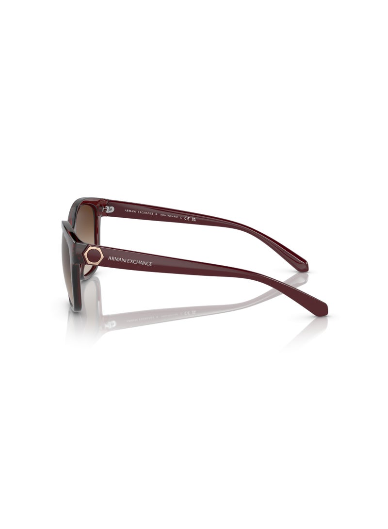 Armani Exchange AX4127S 824113 Women's Full Rim Cat Eye Sunglasses, Transparent Red/Brown - Image 3