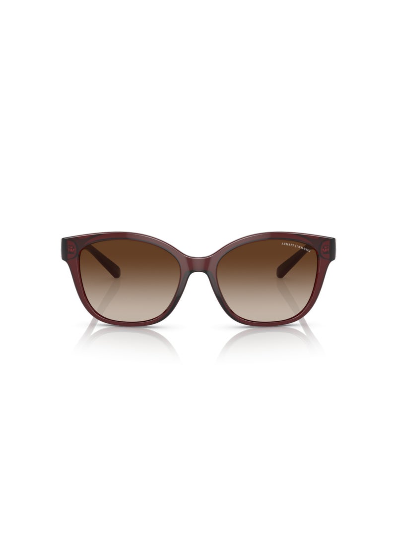 Armani Exchange AX4127S 824113 Women's Full Rim Cat Eye Sunglasses, Transparent Red/Brown - Image 2