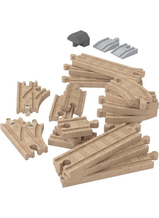 THOMAS & FRIENDS Thomas & Friends Wooden Railway Toy, Expansion Clackety Track Pack, Set of 22 Wood Pieces for Preschool Kids Ages 3+ Years  - Image 1