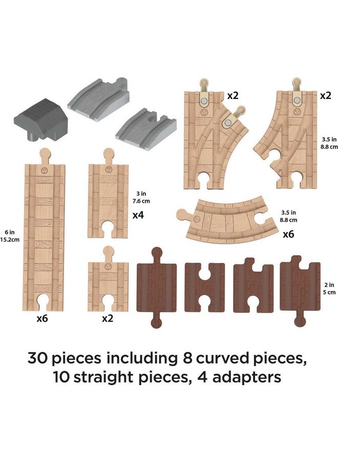 THOMAS & FRIENDS Thomas & Friends Wooden Railway Toy, Expansion Clackety Track Pack, Set of 22 Wood Pieces for Preschool Kids Ages 3+ Years  - Image 5
