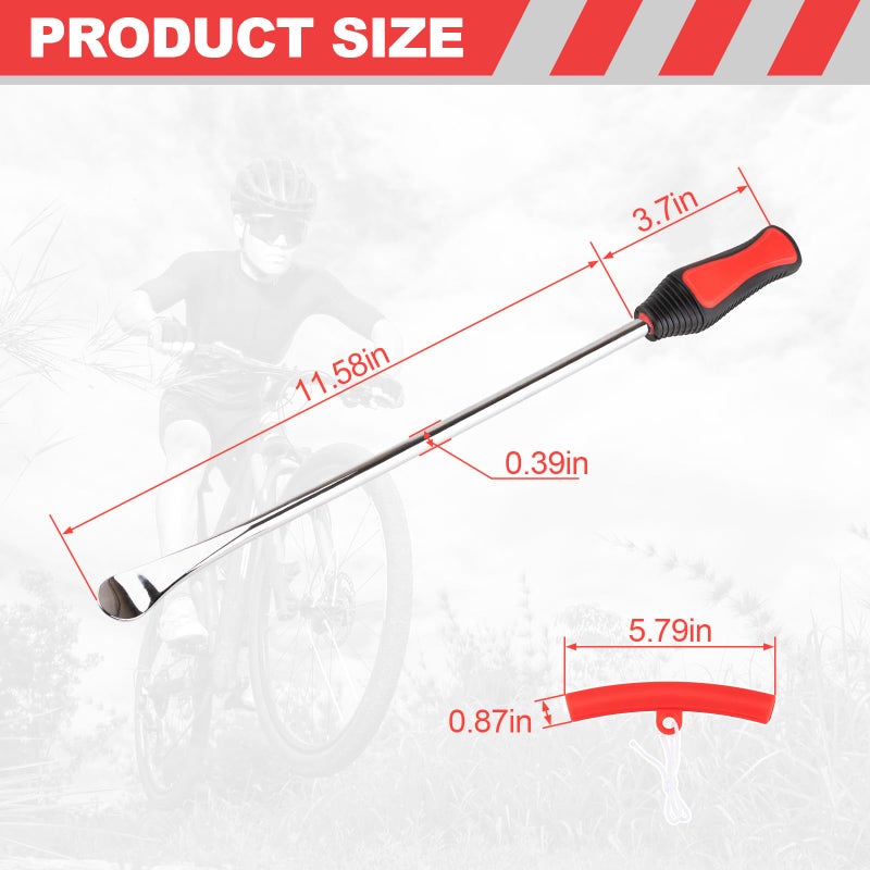 Rpeconu 15" Tire Spoons Kit, Tire Changing Tool for Motorcycles, Dirt Bikes, Lawn Mowers and More, 29PCS Tire Removal Tool Set, with Tire Spoon, Rim Protector, Valve Tool, Valve Cover and Valve Core - Image 3