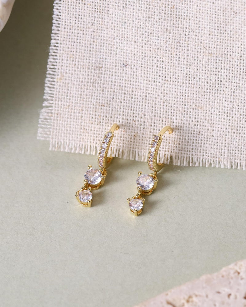 AYWFCBF Dangle Earrings for Women 14K Gold Plated Cubic Zirconia Hoop Earrings Dainty Diamond Drop Earring Wedding Jewelry for Brides - Image 5