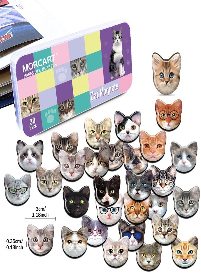 MORCART Cat Magnets for Fridge, Cute Magnets for Refrigerator Locker Whiteboard Decorative Magnetic Board Cabinets Classroom Office Cubicle School Gift for Adult 30PCS - Image 2