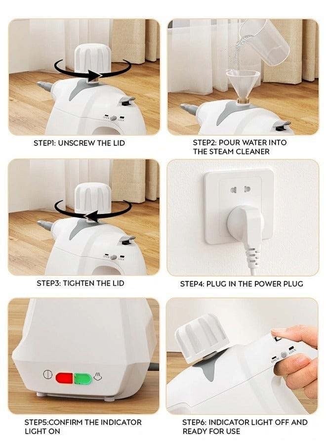 APEX Handheld Steam Cleaner for home, Steamer for Cleaning, Multipurpose Portable Steam Cleaners Use with Safety Lock and 6 Accessory Kit to Remove Grime, Grease, More, Save Time and Effort - Image 5